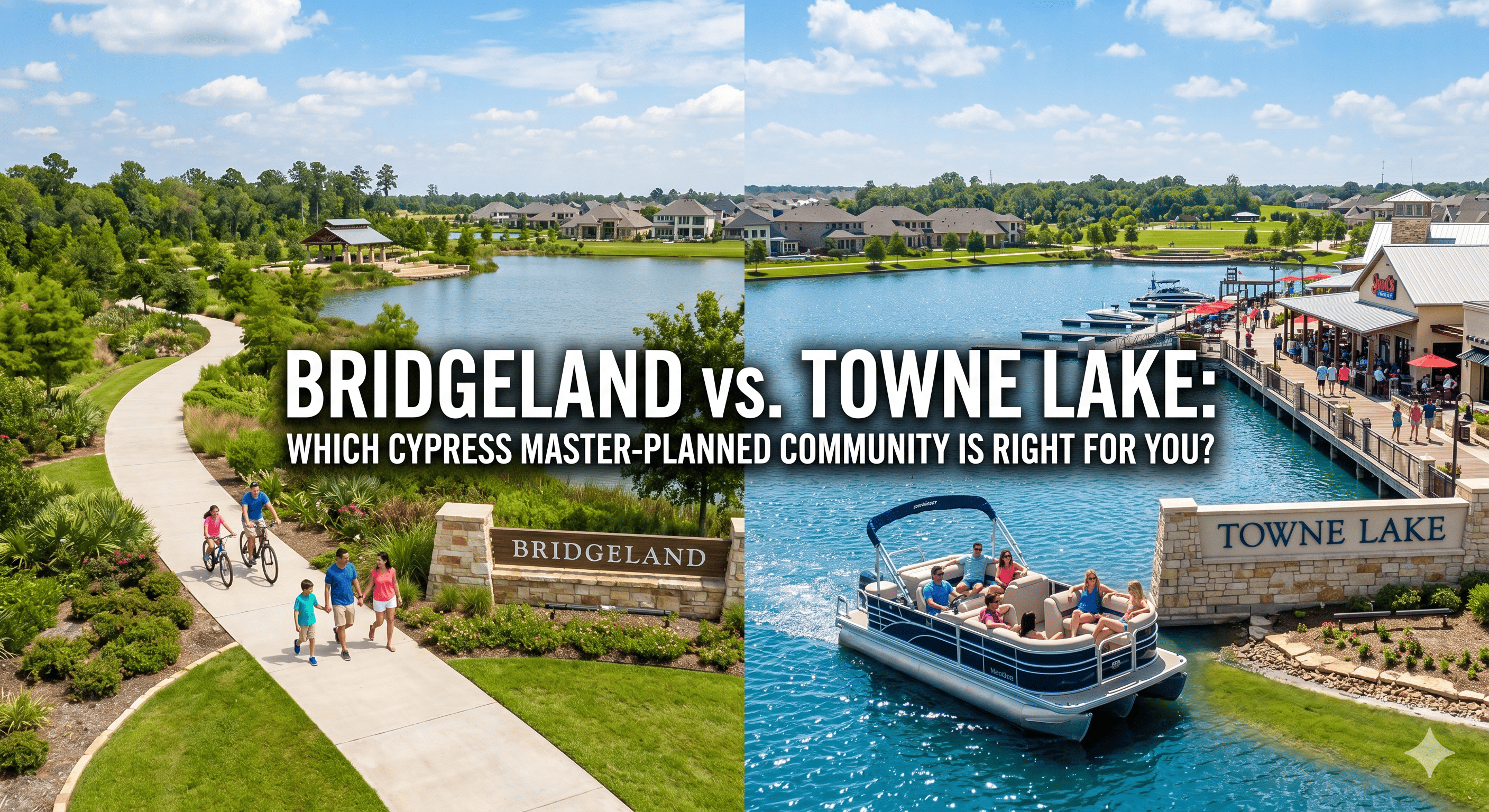 Bridgeland vs Towne Lake Cypress TX — master-planned community comparison